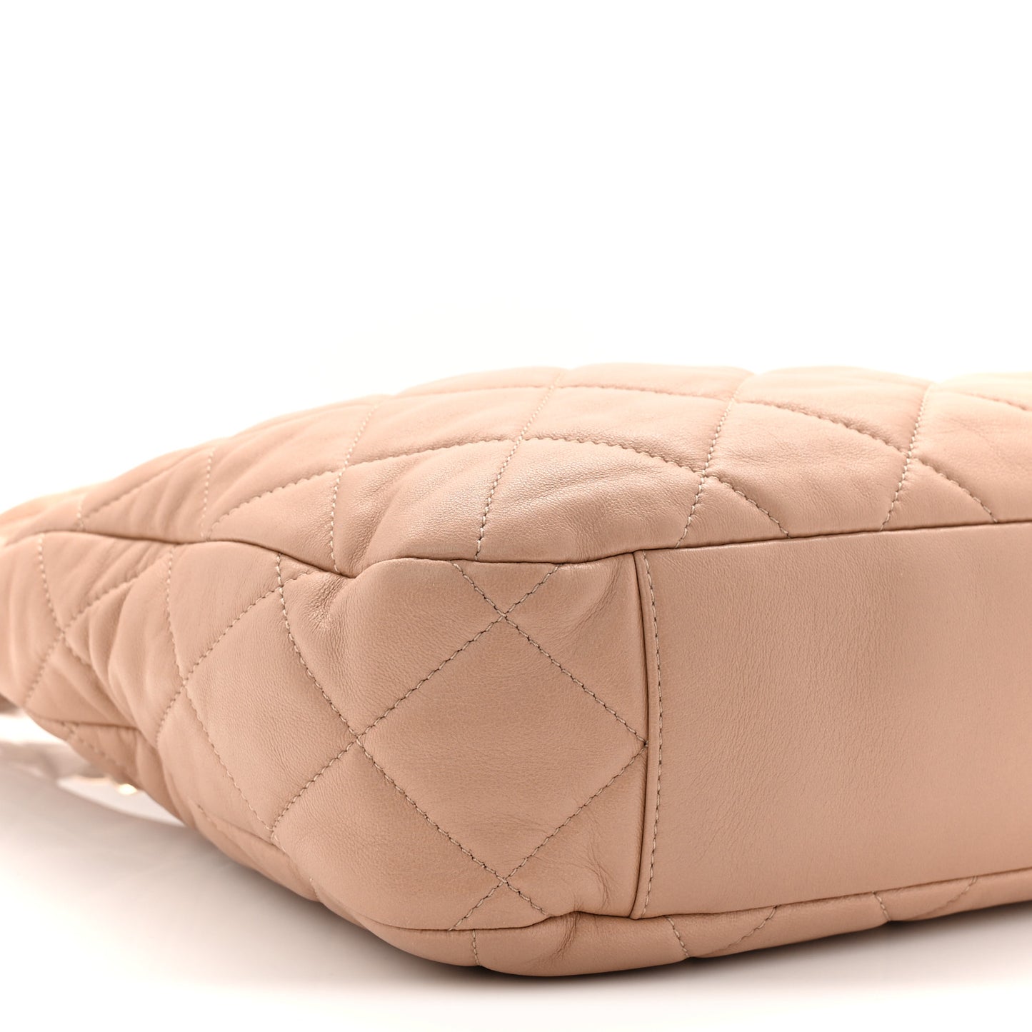 Lambskin Quilted Large CC Funky Town Hobo Beige