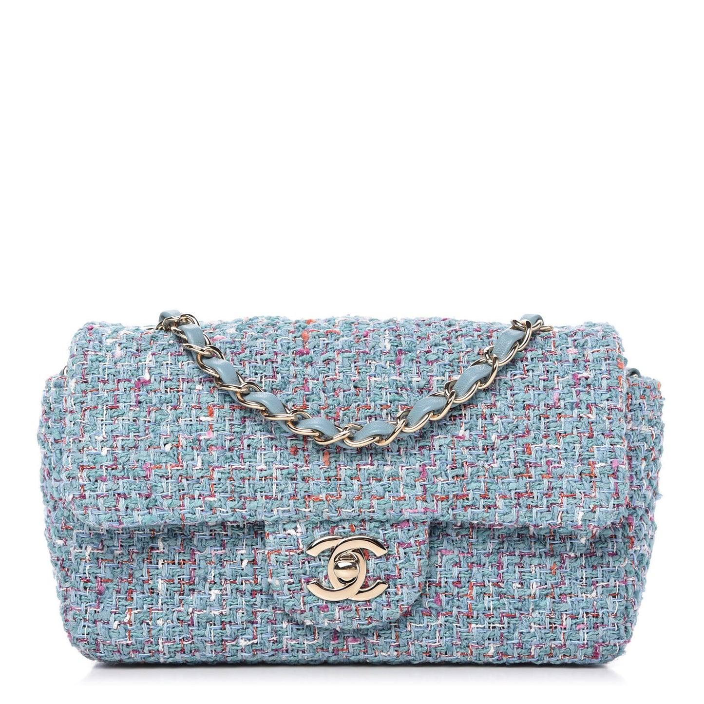 Tweed Quilted Mini Rectangular Flap Turquoise Purple White Red