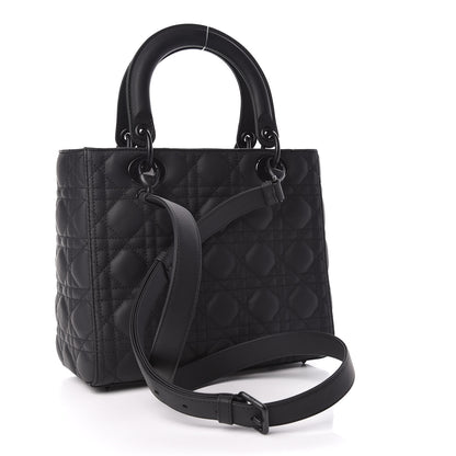 Christian Dior Ultra Matte Calfskin Cannage Medium Lady Dior Black 3 of 15