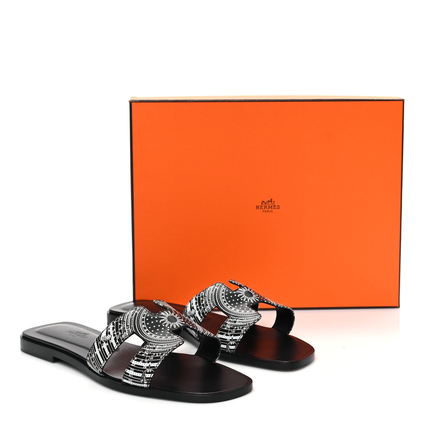 Calfskin Astrologie Bandana Oran Sandals 38 Black White