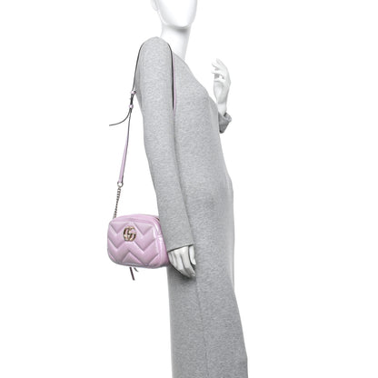 Gucci Iridescent Nappa Chevron Matelasse Small GG Marmont Chain Shoulder Bag Iridescent Escape Pink 2 of 11
