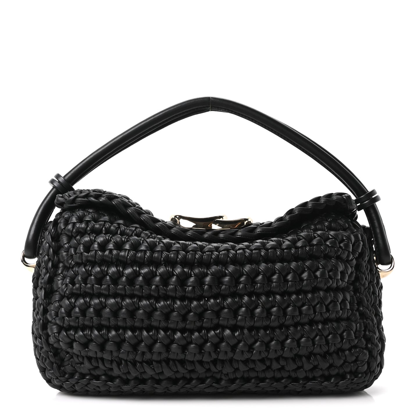 Calfskin Crochet GG Marmont Shoulder Bag Black