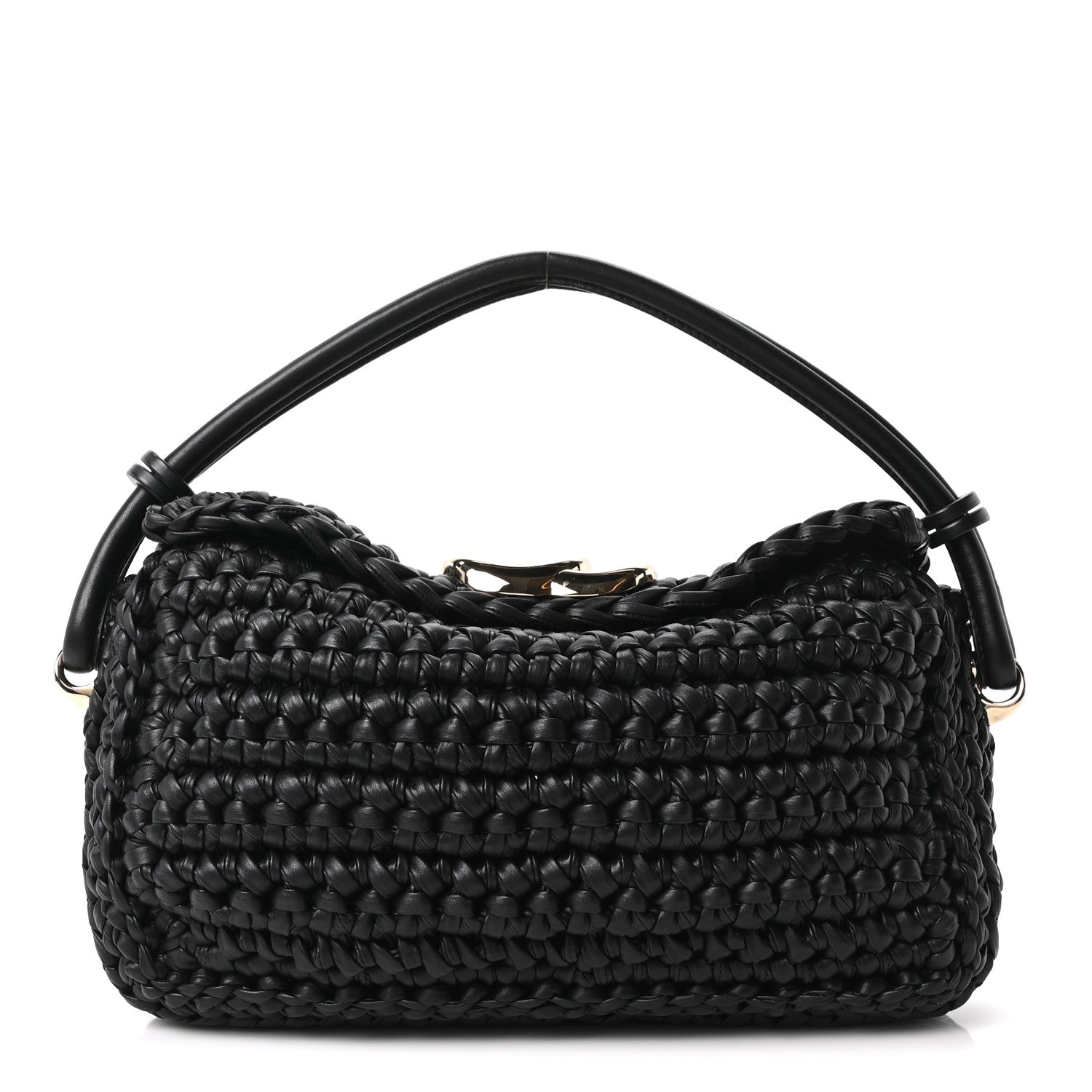 Gucci Calfskin Crochet GG Marmont Shoulder Bag Black 1 of 10