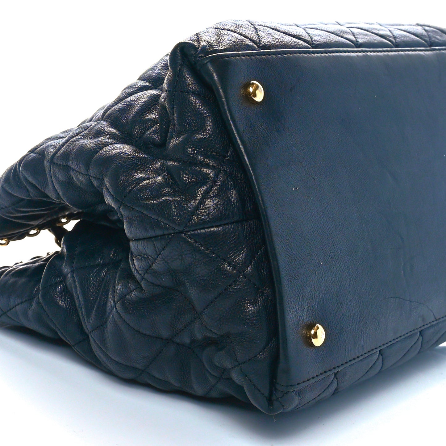 Calfskin Quilted Small Chain Me Tote Navy