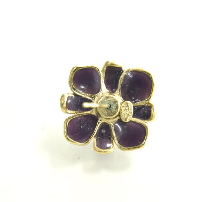 Chanel CC Flower Earrings Purple 4 of 4