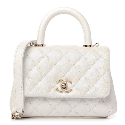 Chanel Iridescent Caviar Quilted Extra Mini Coco Handle Flap Ivory 1 of 10