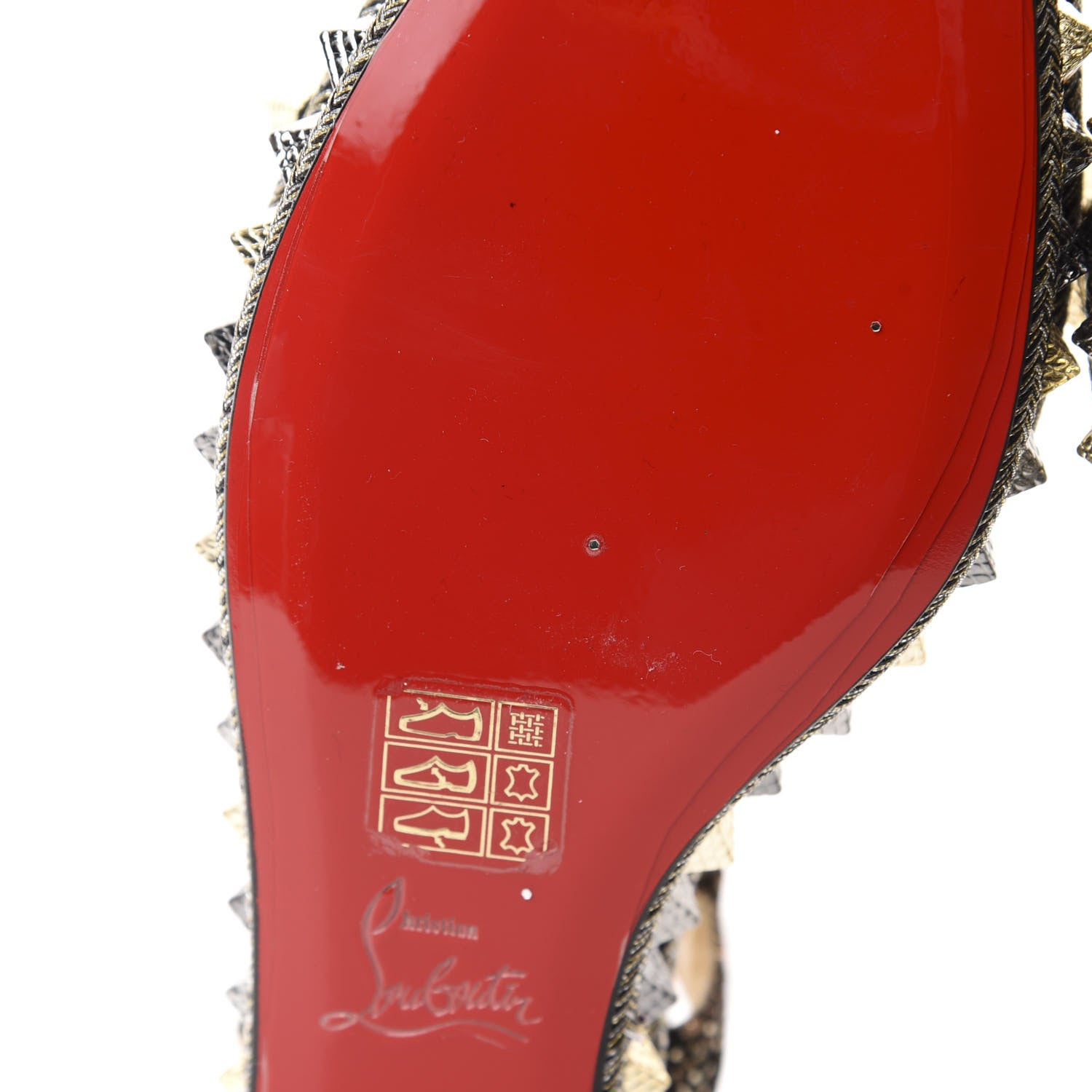 Christian Louboutin Specchio Vintage Pyraclou 60 Platform Sandals 38 Black Gold 10 of 10