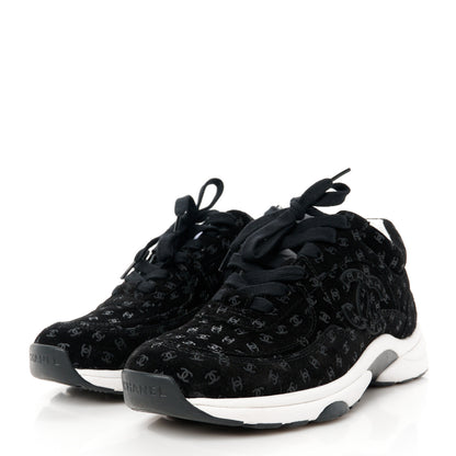 Chanel Suede Calfskin Printed CC Sneakers 39 Black 3 of 9