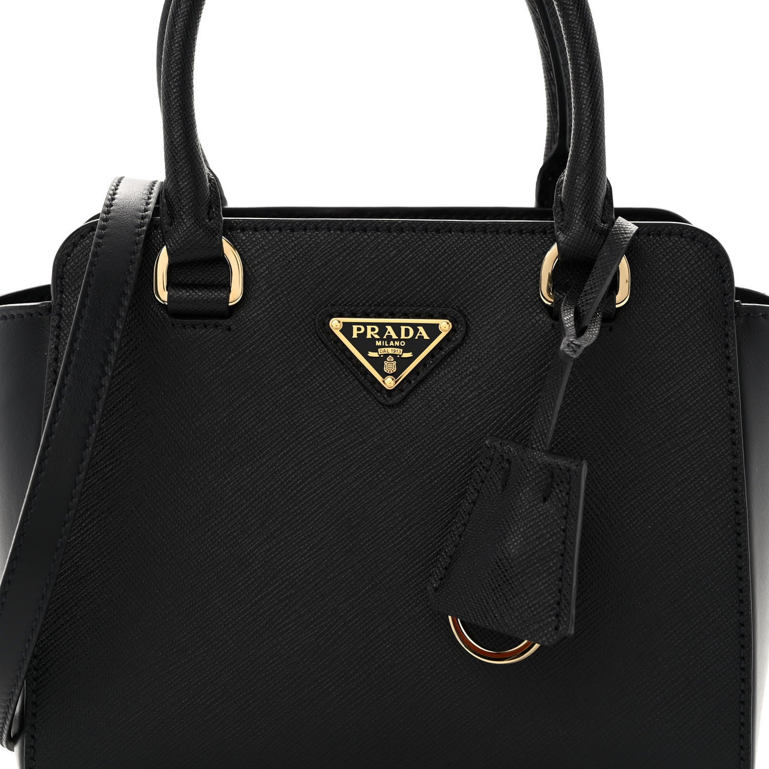 Prada Saffiano Soft Calfskin Mini Zippered Crossbody Tote Black 7 of 9