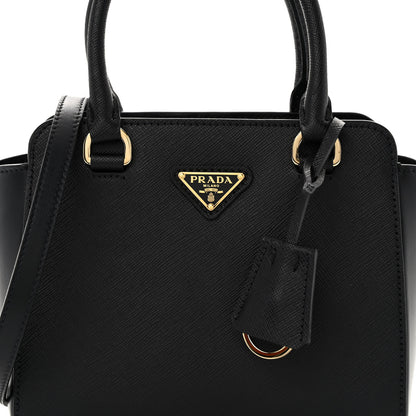 Prada Saffiano Soft Calfskin Mini Zippered Crossbody Tote Black 7 of 9