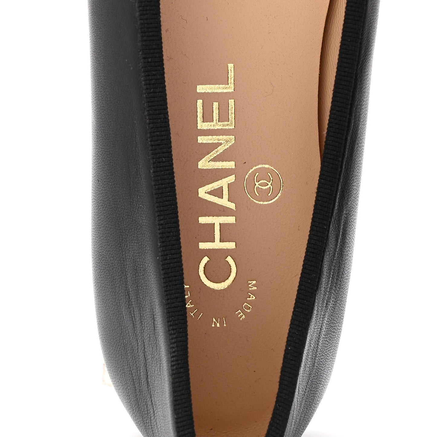 Lambskin Patent Cap Toe Ballerina Flats 38 Black