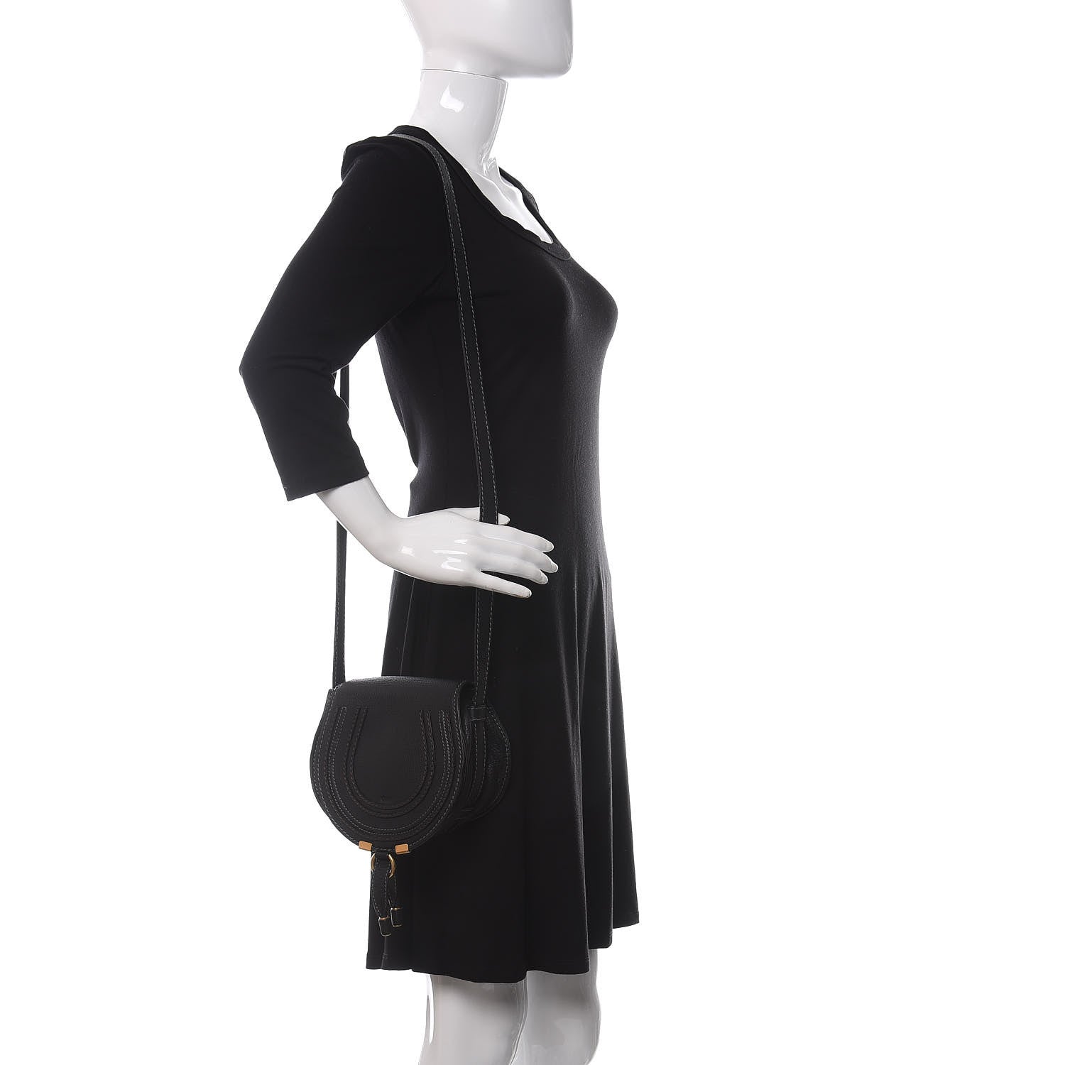 Chloe Calfskin Mini Marcie Round Crossbody Bag Black 2 of 9