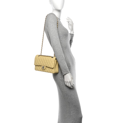 Chanel Caviar Quilted Medium Double Flap Light Yellow 2 of 12