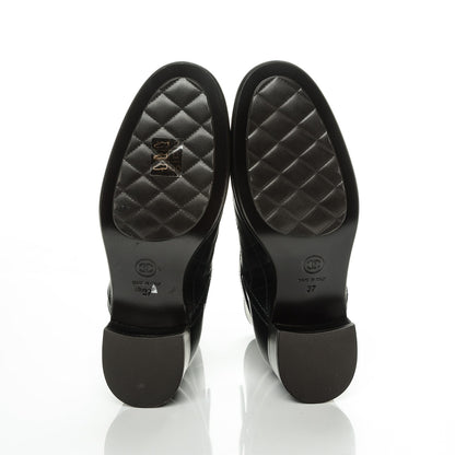 Chanel Calfskin Quilted Cap Toe Boots 37 Black Brown 5 of 7