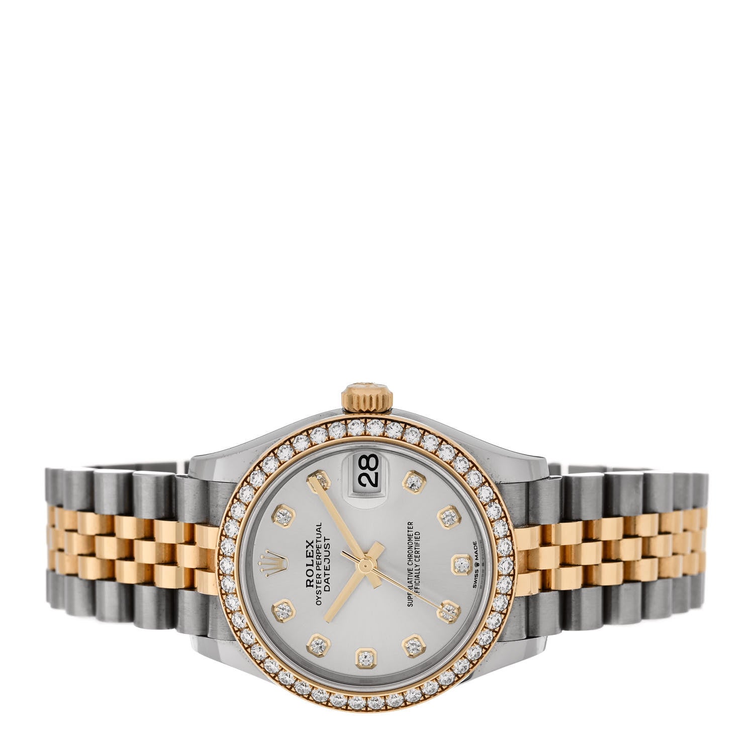 Rolex Stainless Steel 18K Yellow Gold Diamond Bezel 31mm Oyster Perpetual Datejust Watch Silver 278383RBR 2 of 5
