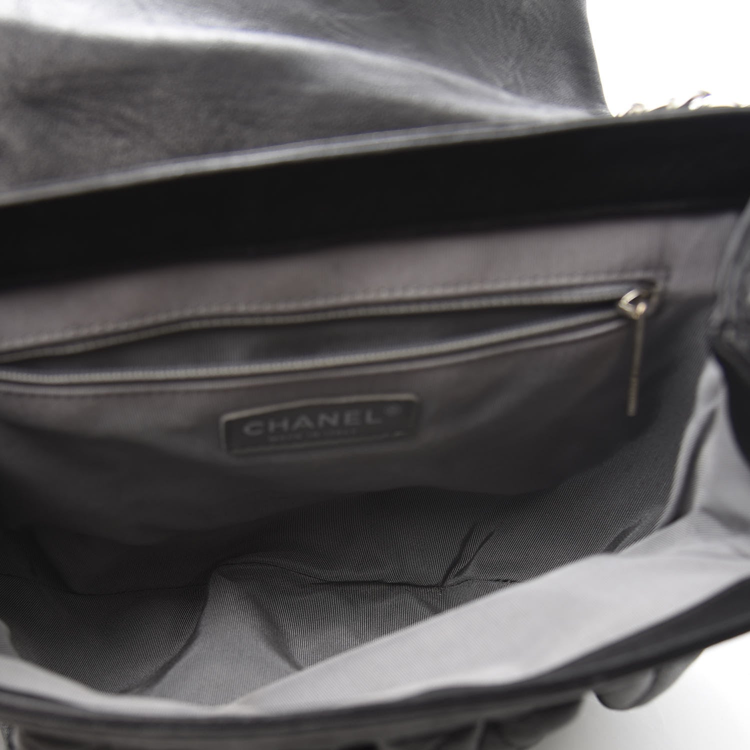 Chanel Crumpled Lambskin Quilted Medium Chain Around Messenger Black 4 of 10