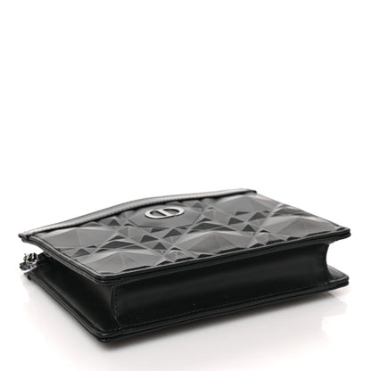 Christian Dior Calfskin Macrocannage Diamond Caro Zipped Pouch With Chain Black 4 of 8