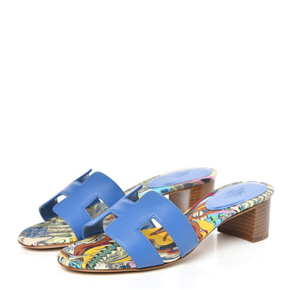 Hermes Calfskin Oasis Sandals 36 Bleu Zanzibar 3 of 8