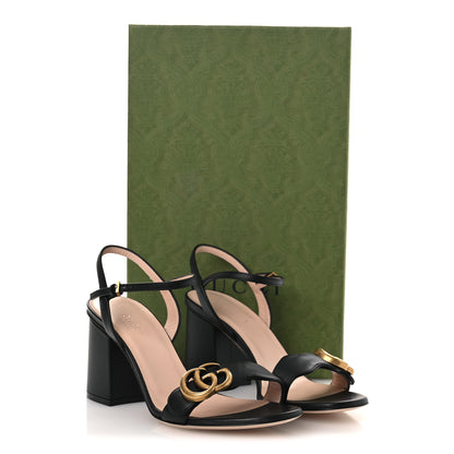 Gucci Lifford Calfskin GG Marmont Ankle Wrap 75mm Sandals 36.5 Black 10 of 10