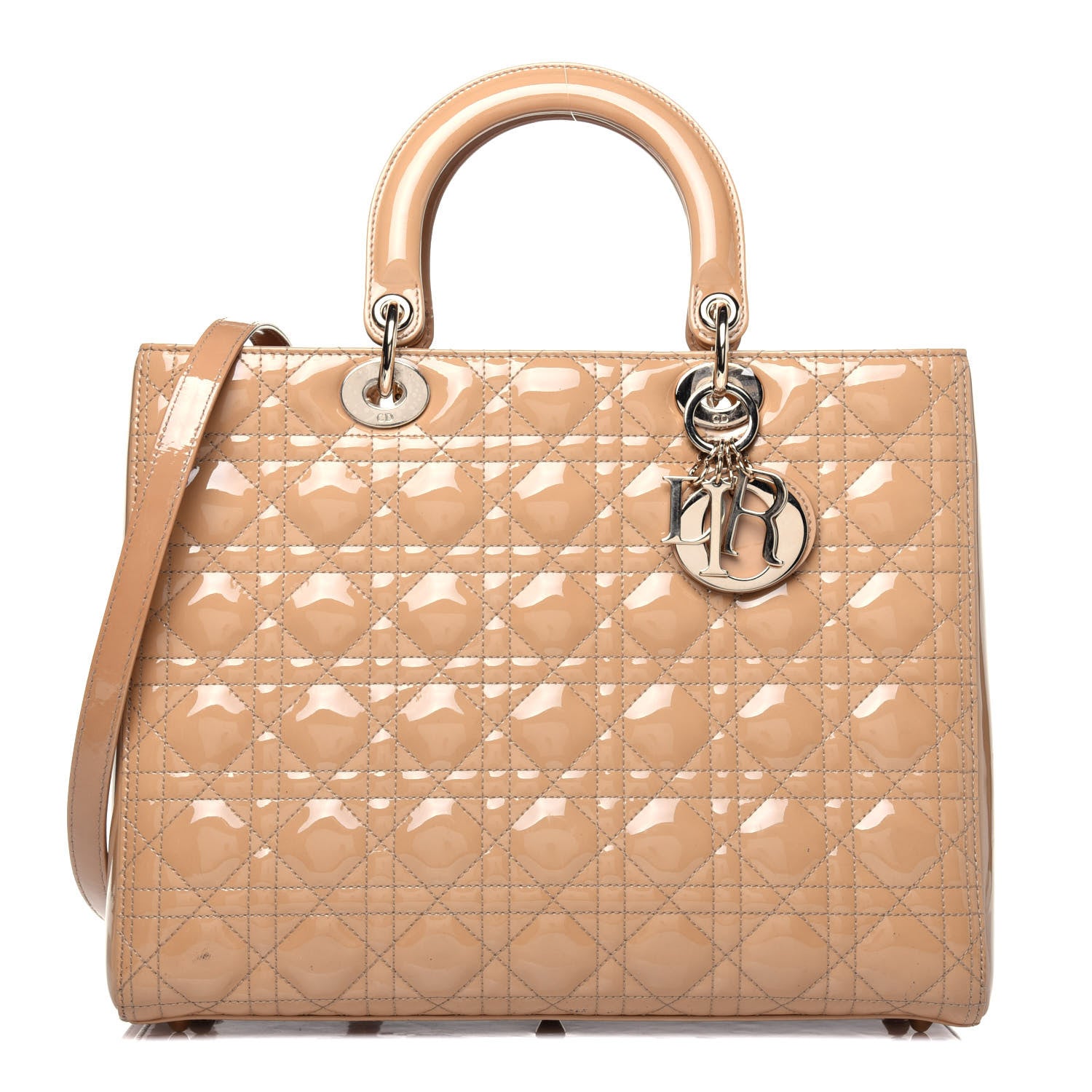 Christian Dior Patent Cannage Large Lady Dior Beige 1 of 20