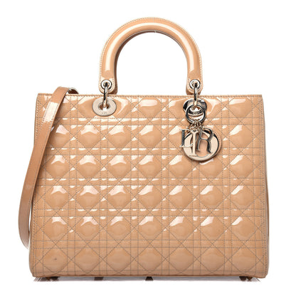 Christian Dior Patent Cannage Large Lady Dior Beige 1 of 20