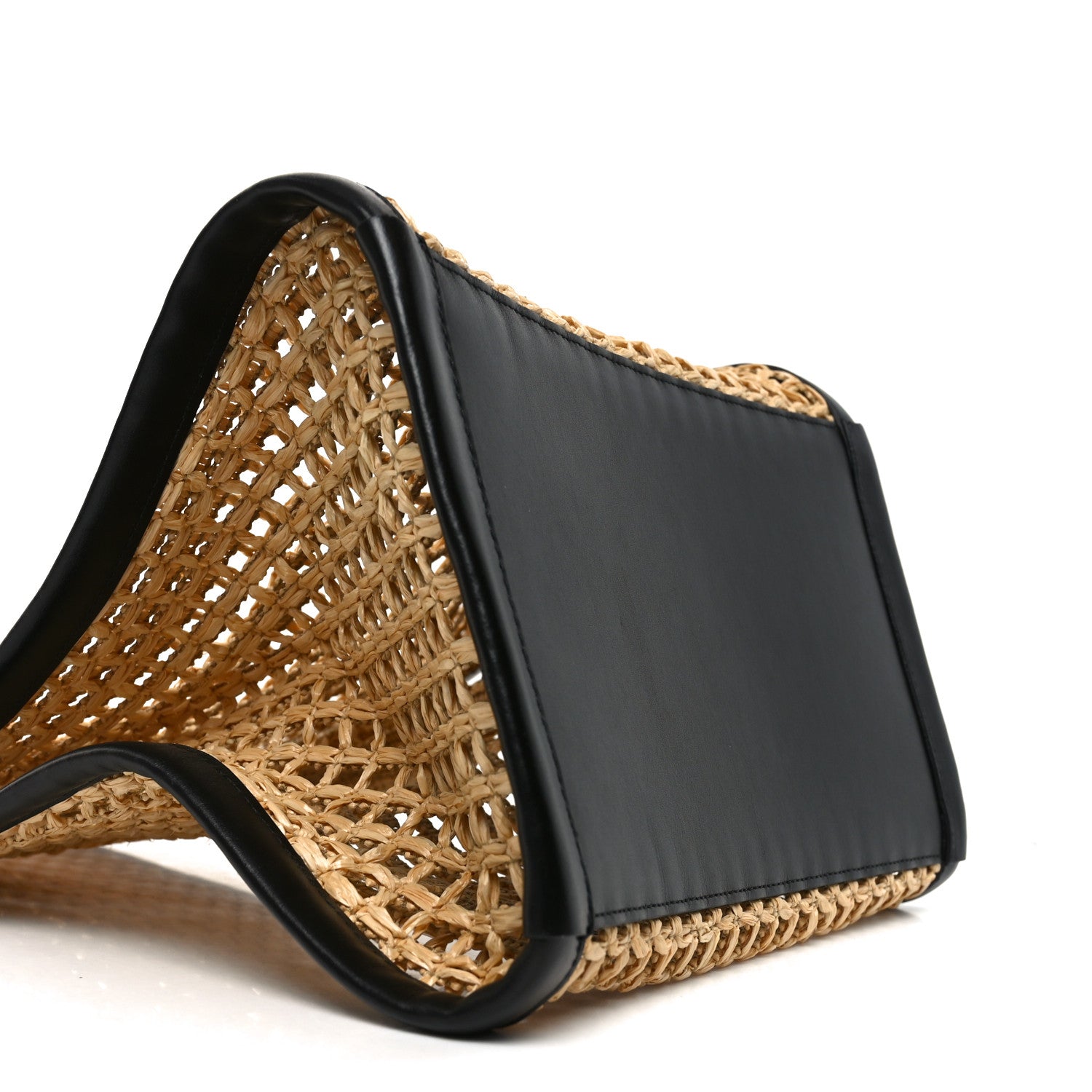 Khaite Raffia Calfskin June Cutout Palm Tote Natural Black 8 of 9