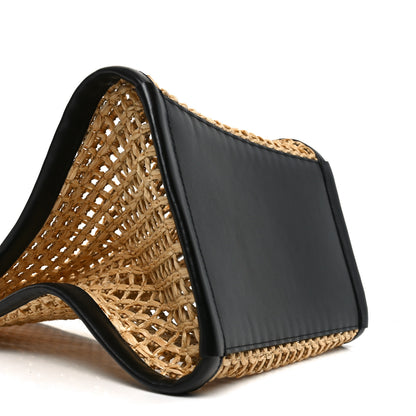 Khaite Raffia Calfskin June Cutout Palm Tote Natural Black 8 of 9
