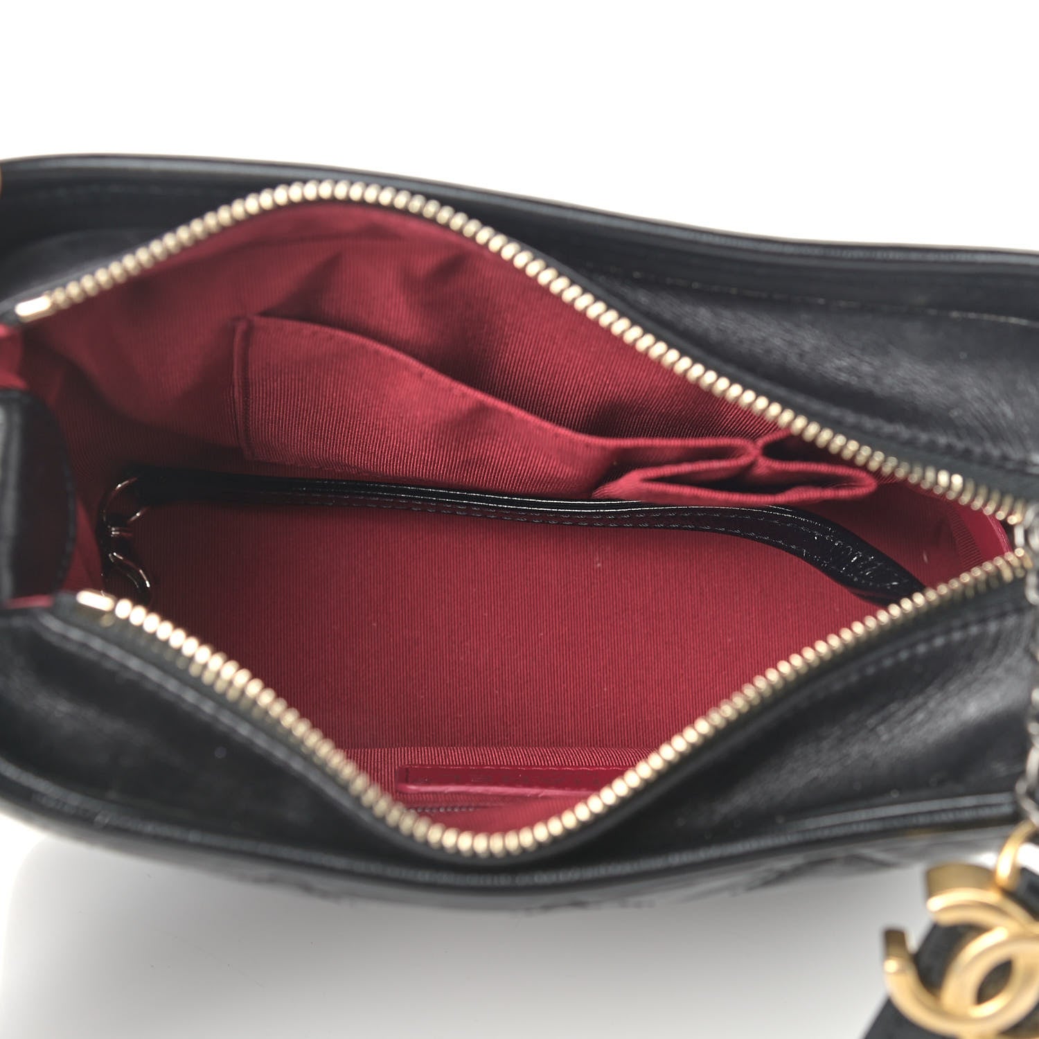 Chanel Aged Calfskin Quilted Small Gabrielle Logo Hobo Black 4 of 12