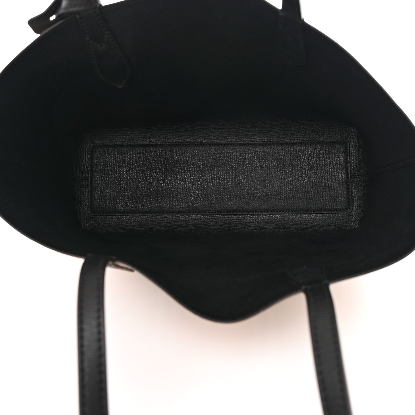 Grainy Calfskin Haymarket Check Medium Reversible Tote Black