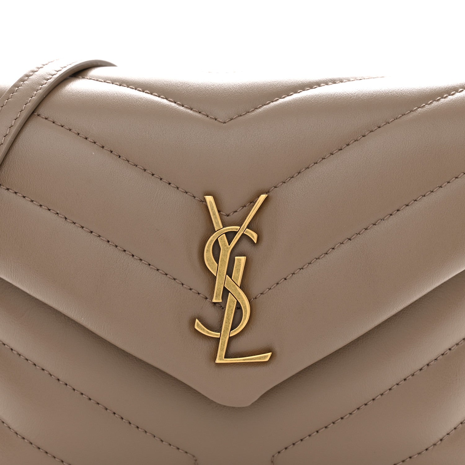Saint Laurent Calfskin Y Quilted Monogram Toy Loulou Crossbody Bag Taupe 8 of 11