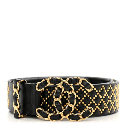 Chanel Lambskin Studded CC Chain Belt 80 32 Black 1 of 7