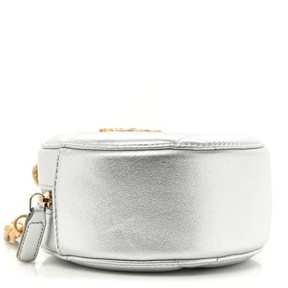 Chanel Metallic Lambskin Quilted Chanel 19 Round Clutch With Chain Silver 4 of 11