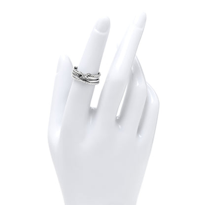 David Yurman Sterling Silver Diamond X Crossover Ring 52 6 2 of 4