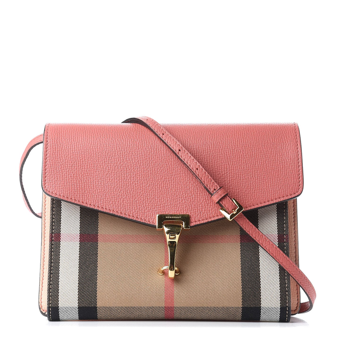 Derby Calfskin House Check Small Macken Crossbody Bag Copper Pink