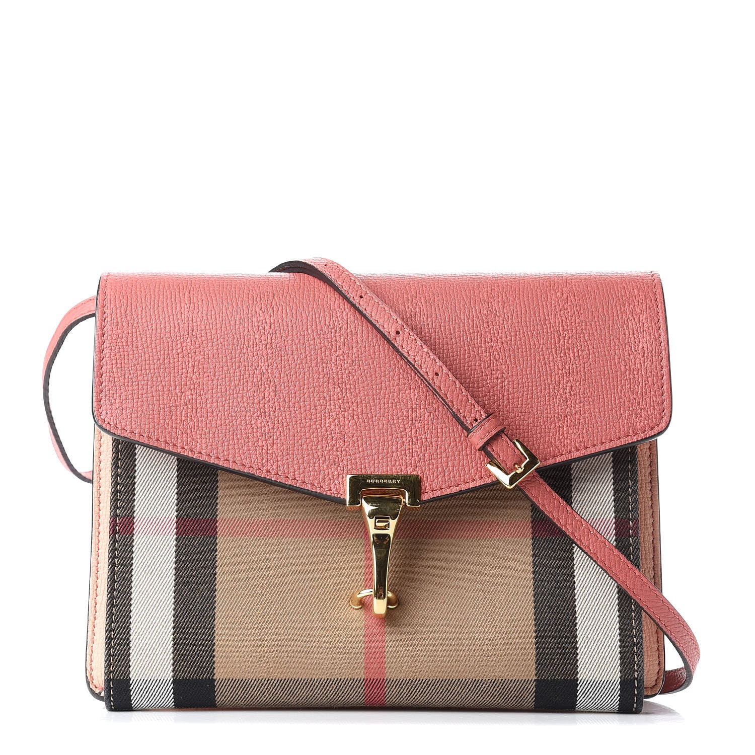Burberry Derby Calfskin House Check Small Macken Crossbody Bag Copper Pink 1 of 11