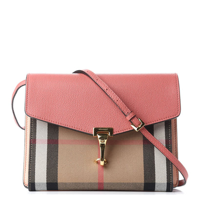 Burberry Derby Calfskin House Check Small Macken Crossbody Bag Copper Pink 1 of 11
