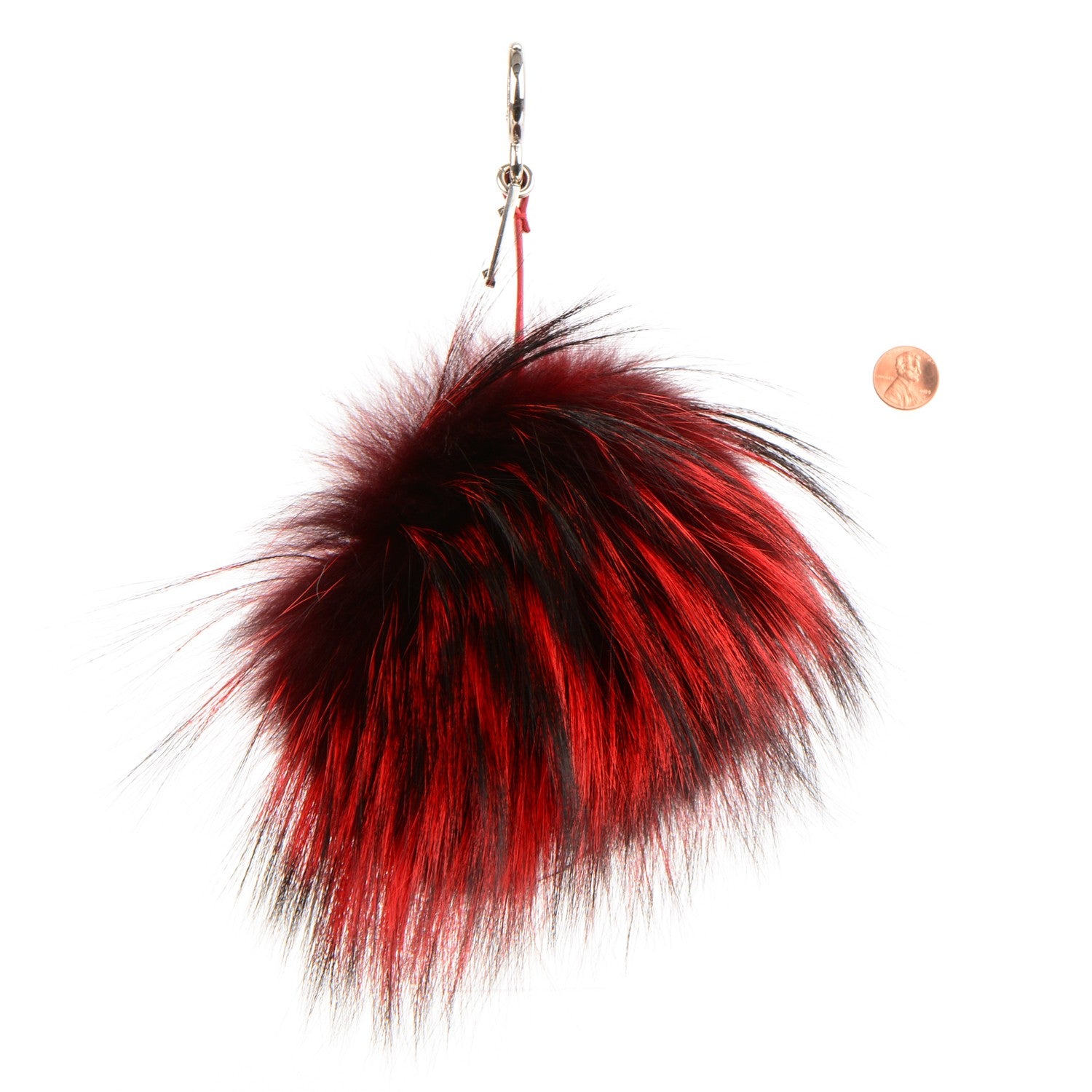 Fendi Fox Mink Rabbit Fur Crystal Eye Furry Cracker Monster Bag Charm Red Pink 2 of 4