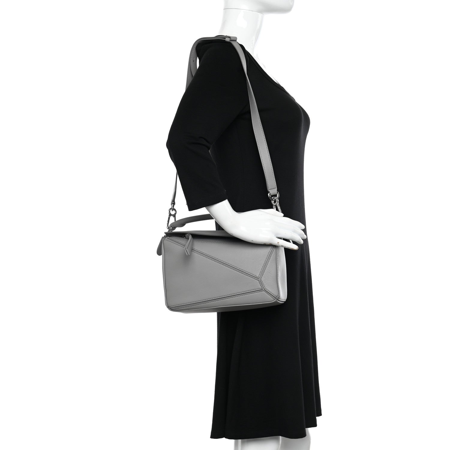 Loewe Soft Grained Calfskin Small Puzzle Bag Pearl Grey 2 of 9