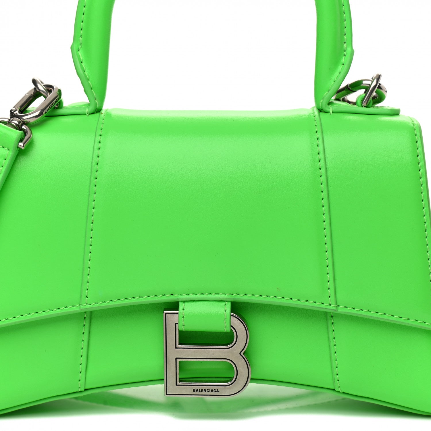 Balenciaga Shiny Box Calfskin Hourglass Top Handle Bag XS Fluo Green 9 of 15