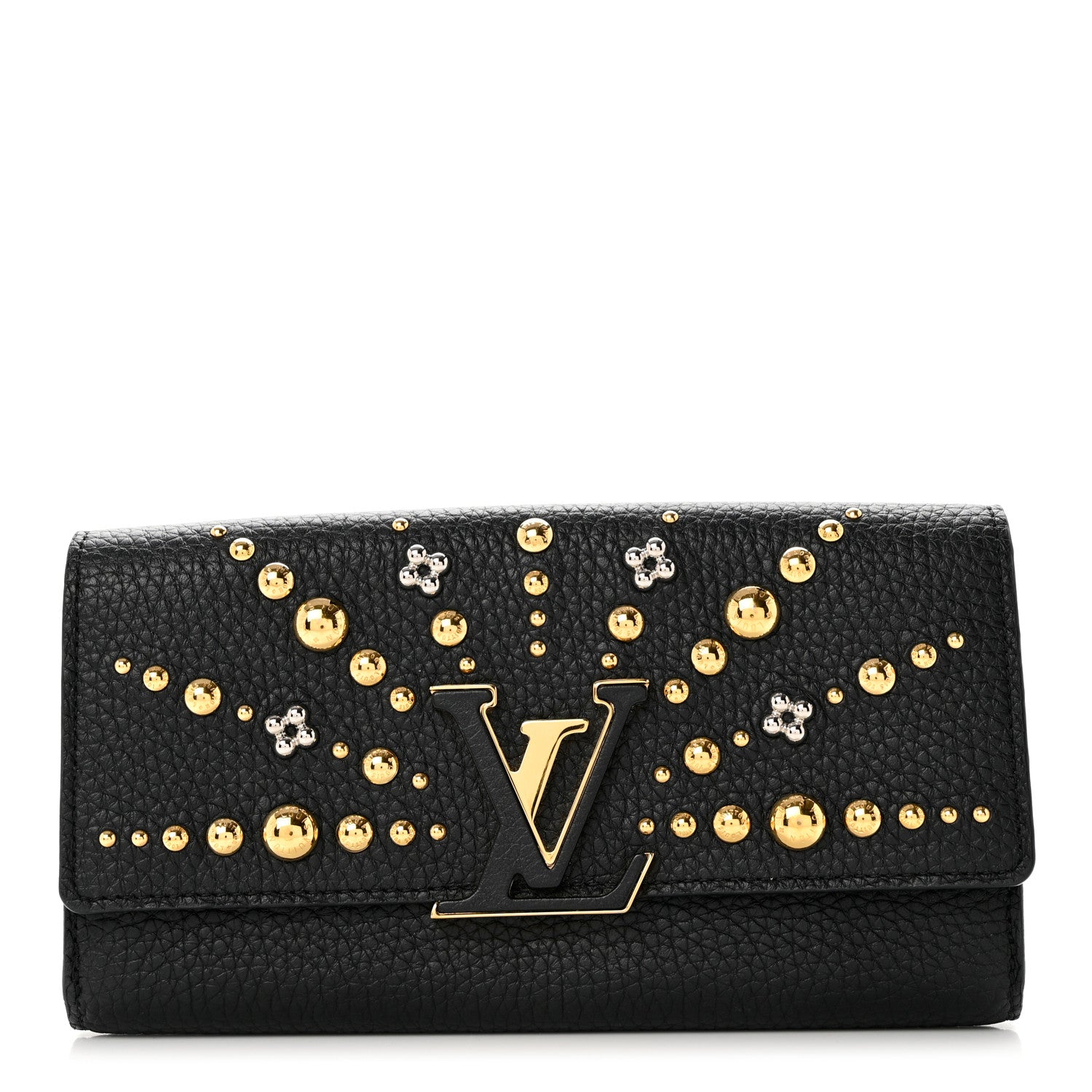 Louis Vuitton Taurillon Studded Sol Capucines Wallet Black 1 of 8