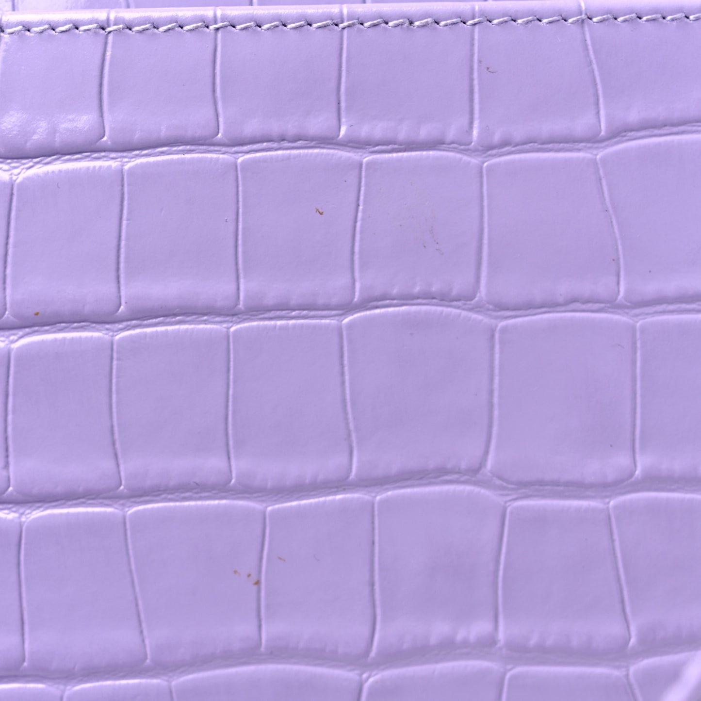 Shiny Calfskin Logo Crocodile Embossed S Ville Top Handle Bag Lilac White