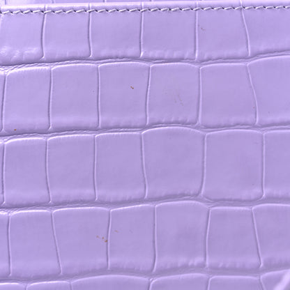 Balenciaga Shiny Calfskin Logo Crocodile Embossed S Ville Top Handle Bag Lilac White 11 of 11