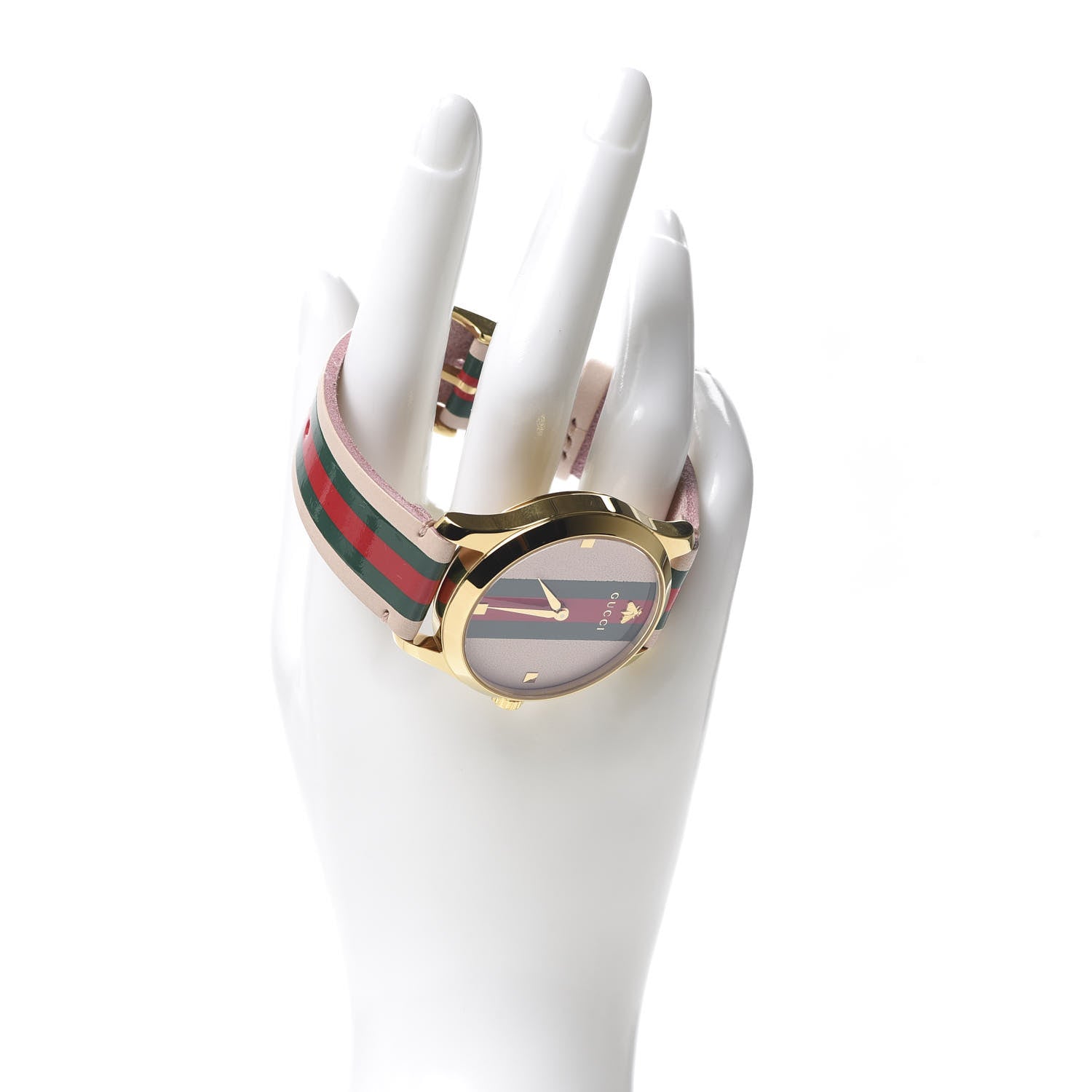 Gucci Stainless Steel Calfskin 38mm G-Timeless Stripe Web Quartz Watch Pink 2 of 6