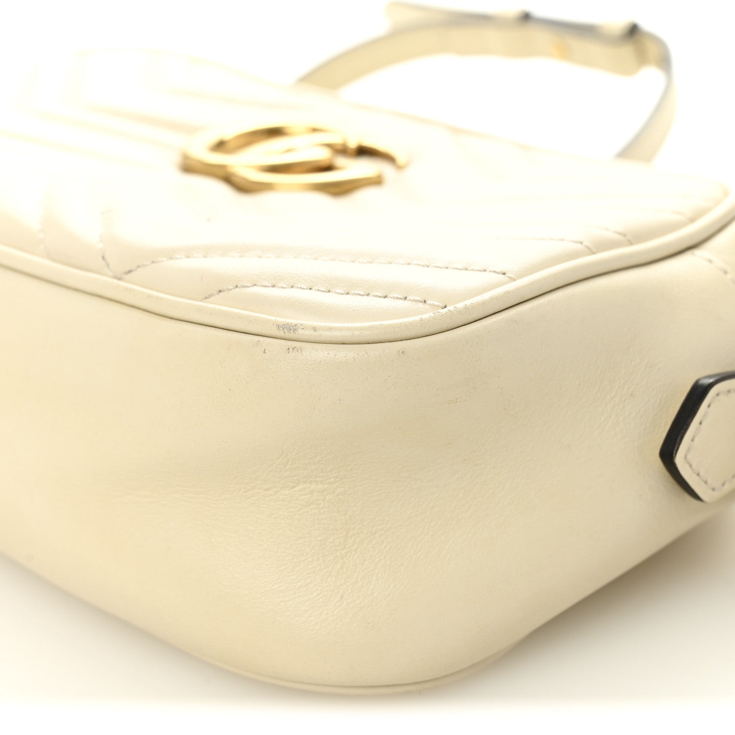 Gucci Calfskin Matelasse Small GG Marmont Chain Shoulder Bag White 10 of 11