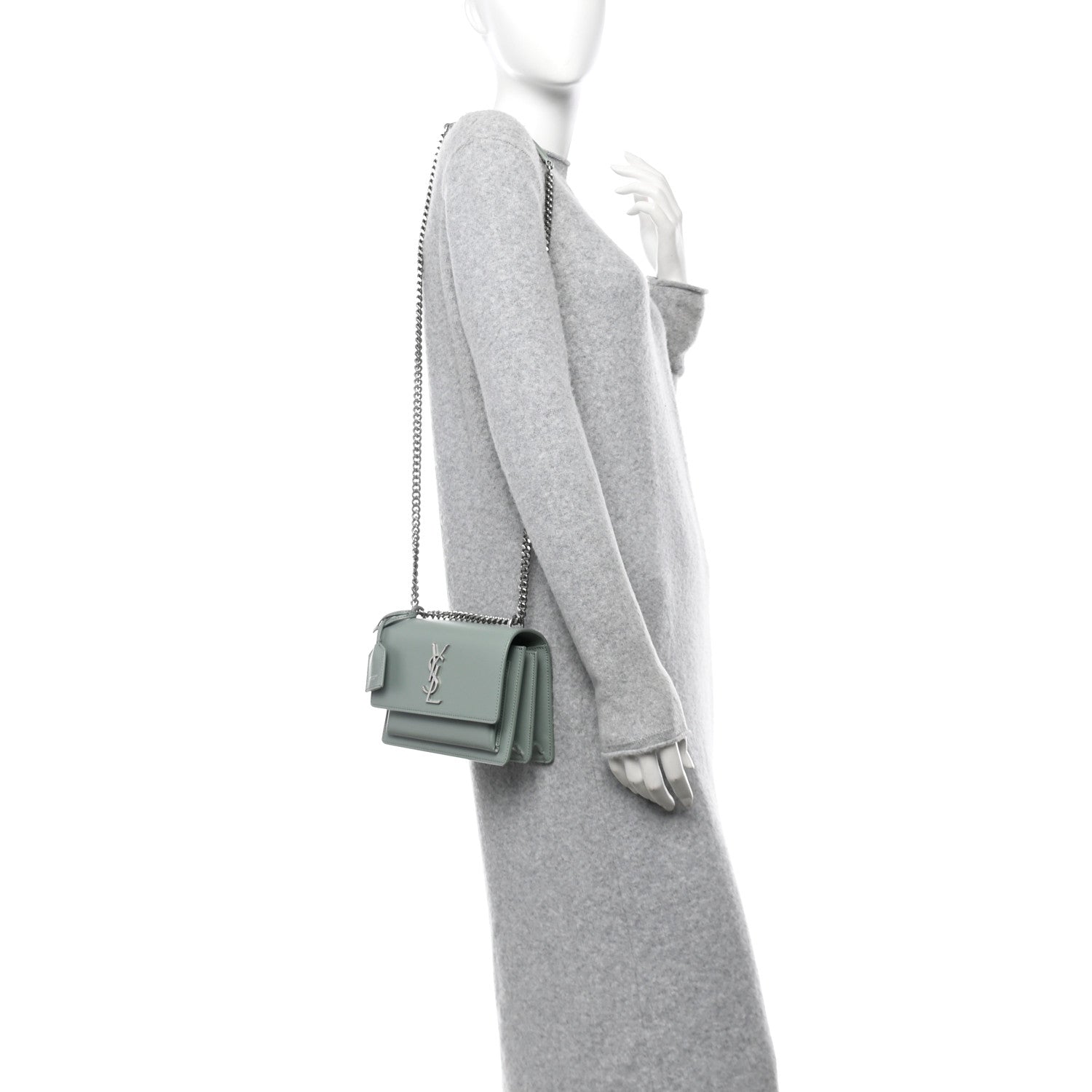Saint Laurent Calfskin Small Monogram Sunset Vert Opaline 2 of 10