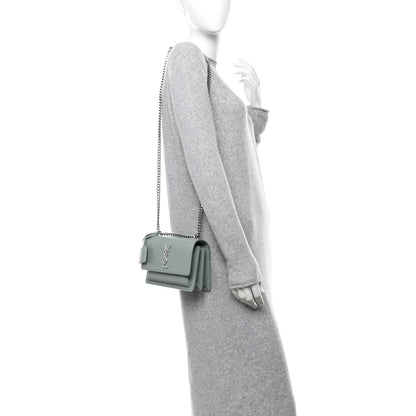 Saint Laurent Calfskin Small Monogram Sunset Vert Opaline 2 of 10