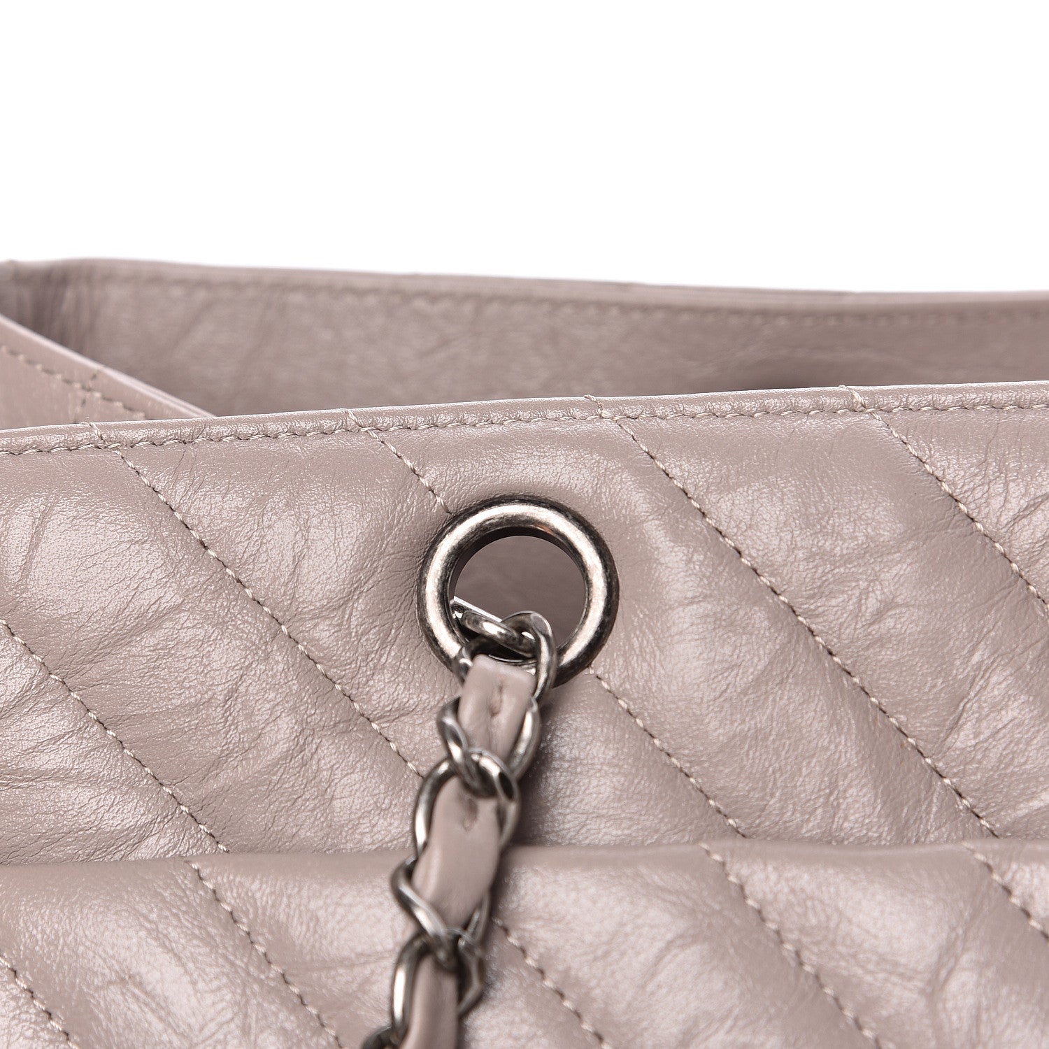 Chanel Aged Calfskin Chevron Quilted Timeless Tote Grey 12 of 15