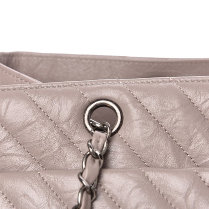 Chanel Aged Calfskin Chevron Quilted Timeless Tote Grey 12 of 15