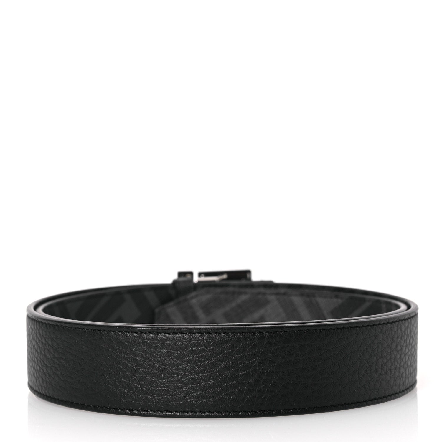 Fendi Cuoio Romano Glazed Fabric Enamel FF 1974 Reversible Belt 95 38 Black 4 of 8