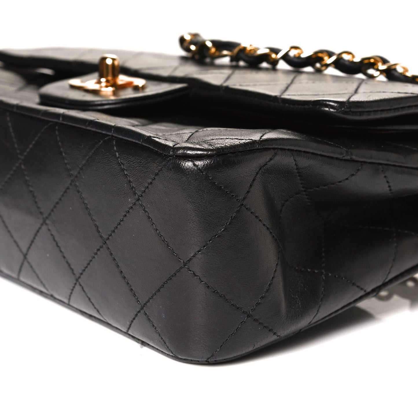 Lambskin Quilted Small Double Flap Black